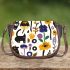 Pattern of flowers dogs cats mushrooms Saddle Bag, Totes, Crossbody, Purse: Bag Gift Idea for Girlfriend, Sitter, Birthday, Women ,Daughter, Mama, Ladies