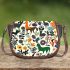 Pattern of flowers,wild animals maru aronson Saddle Bag, Totes, Crossbody, Purse: Bag Gift Idea for Girlfriend, Sitter, Birthday, Women ,Daughter, Mama, Ladies