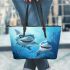 A World of Cuteness and Laughter with Darling Cartoon Sharks Leather Tote Bag