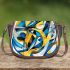 Abstract blue and yellow geometric masterpiece saddle bag