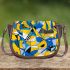 Abstract blue and yellow geometric masterpiece saddle bag