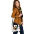 Abstract brown and orange cubism shapes shoulder handbag