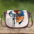 Abstract brown and orange cubism shapes saddle bag