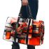 Abstract composition of geometric shapes in red 3d travel bag