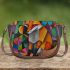 Abstract cubist fox with circles and squares saddle bag