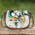 Abstract design with geometric shapes and organic forms saddle bag
