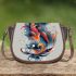 Abstract koi fish swirling colors and graceful curves saddle bag