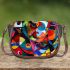 Abstract painting in the style of kandinsky with bright colors saddle bag