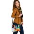 Abstract painting of colorful shapes and circles shoulder handbag