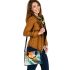 Abstract painting of colorful shapes and circles shoulder handbag