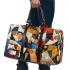 Abstract painting with shapes and lines in red 3d travel bag