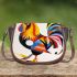 Abstract rooster colorful geometric abstract minimalist saddle bag