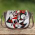 Abstract shapes in red grey and black saddle bag