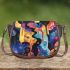 Abstract watercolor painting of the universe saddle bag