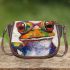 Acrylic painting of frog wearing glasses saddle bag