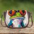 Acrylic painting of frog wearing glasses saddle bag