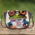 Acrylic painting of frog wearing glasses saddle bag