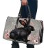 Adorable black rabbit with pink ears 3d travel bag