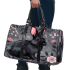 Adorable black rabbit with pink ears 3d travel bag