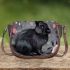 Adorable black rabbit with pink ears saddle bag