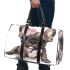 Adorable grey french bulldog puppy wearing pink roses 3d travel bag