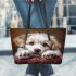 Adorable Paws and Wagging Tails 5 Leather Tote Bag