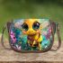 Baby bee and flowers and butterflies 3d saddle bag