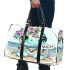 Baby turtle with big eyes wearing boho jewelry and flowers 3d travel bag
