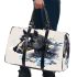 Beautiful black horse head with a white rose 3d travel bag