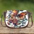 Beautiful butterfly surrounded by flowers saddle bag