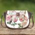 Beautiful butterfly with pink roses saddle bag