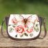 Beautiful butterfly with pink roses saddle bag