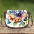 Beautiful colorful butterfly among flowers saddle bag