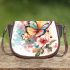 Beautiful colorful butterfly among flowers saddle bag