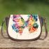Beautiful colorful watercolor illustration of an abstract butterfly saddle bag