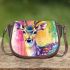 Beautiful deer portrait in watercolor style saddle bag