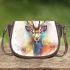 Beautiful deer watercolor splashes saddle bag