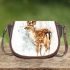 Beautiful deer watercolor splashes of paint saddle bag