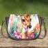 Beautiful deer with colorful flowers and leaves saddle bag