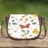 Beautiful spring pattern with butterflies and flowers saddle bag