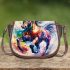 Beautiful watercolor colorful horse saddle bag