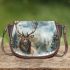 Beautiful watercolor painting of an elk in the forest saddle bag