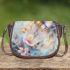 Beautiful watercolor painting of butterflies and flowers saddle bag