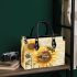 Bee on sunflowers old writing small handbag