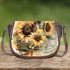 Bee on sunflowers old writing 3d saddle bag