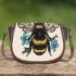 Bee with a blue flower on its back 3d saddle bag