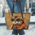 Bengal Cat as a Fashion Icon 2 Leather Tote Bag