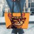 Bengal Cat as a Pop Culture Icon 2 Leather Tote Bag