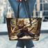 Bengal Cat as a Samurai or Ninja Leather Tote Bag