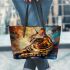 Bengal Cat as a Symbol of Strength and Grace Leather Tote Bag